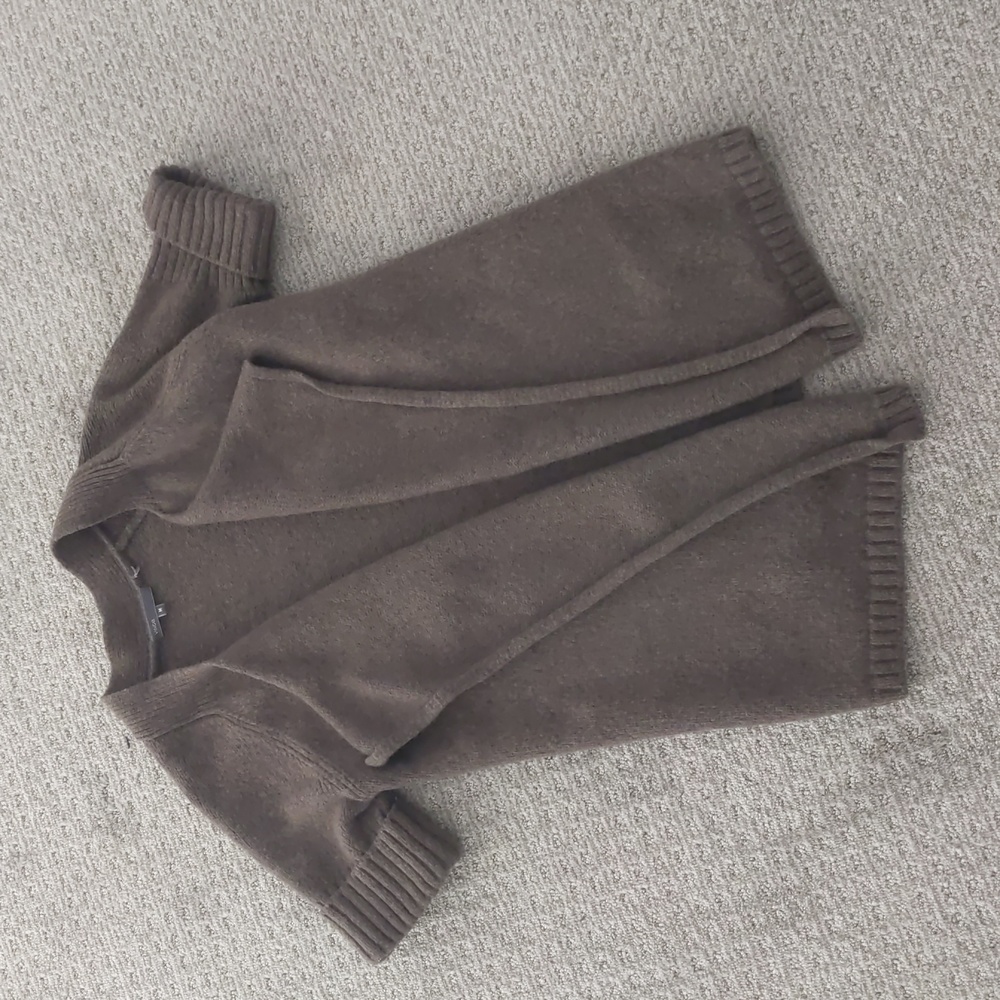 GORGEOUS Vince Wool Blend Deep Taupe Brown Drapey Short Sleeve Cardigan, Size M